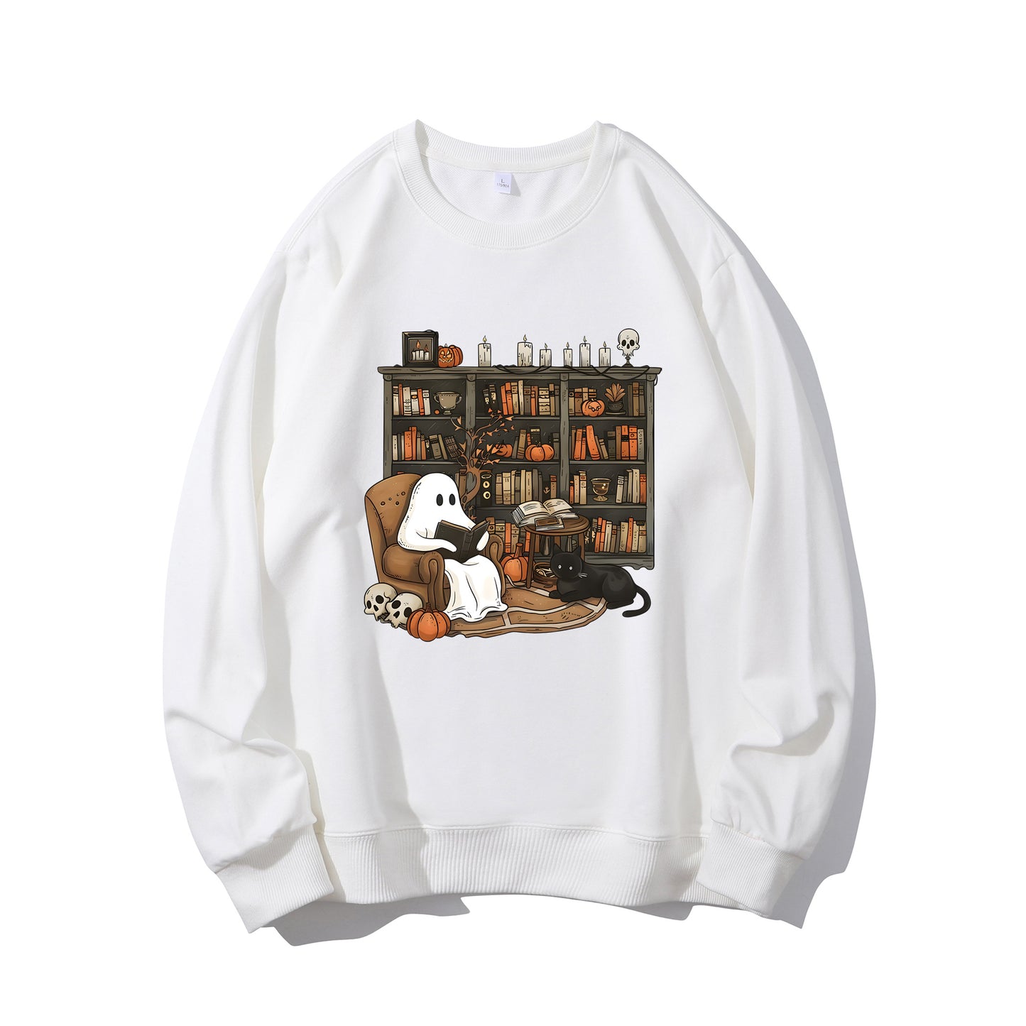 Retro Ghost Reading Books Shirt - Relaxed Fit, Full Size