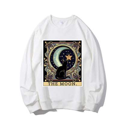 Black Cat Cresent Moon Tarot Card Shirt - Relaxed Fit, Full Size