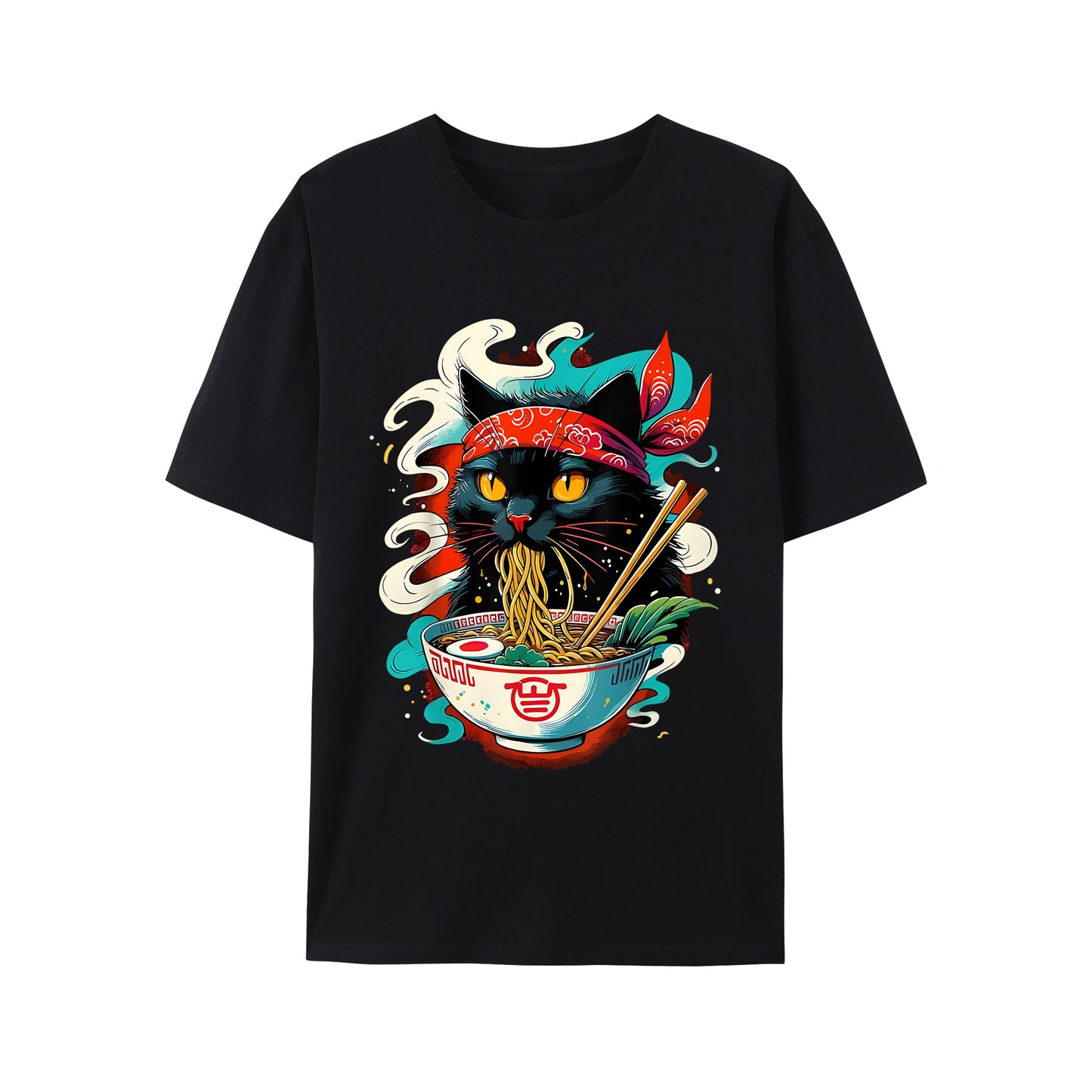 Cat Ramen Japanese Anime Shirt - Relaxed Fit, Full Size