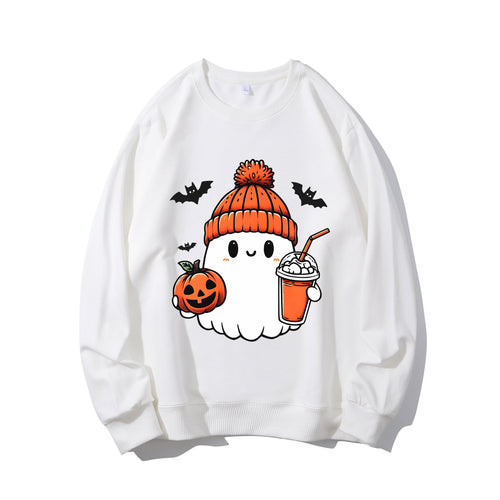 Halloween Ghost & Pumpkin Shirt - Relaxed Fit, Full Size