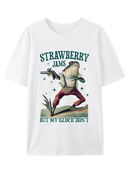 Strawberry Jams But My Glock Don't Vintage Graphic Shirt - Relaxed Fit, Full Size