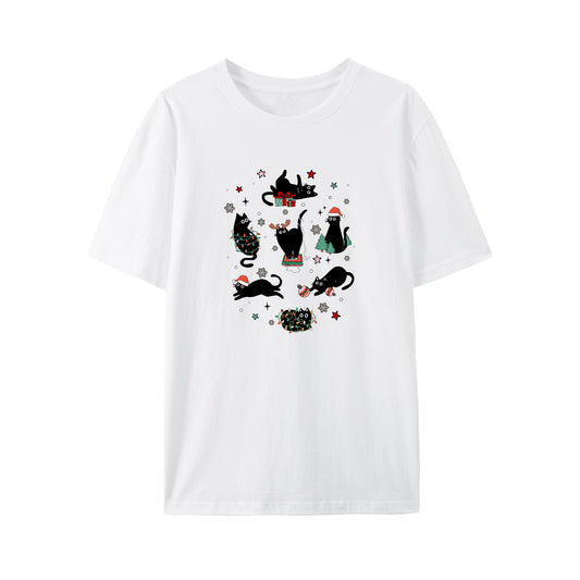 Christmas Black Cat Shirt - Relaxed Fit, Full Size