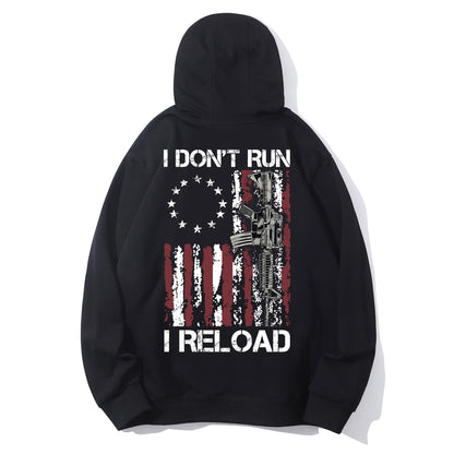 I Don't Run I Reload Gun American Flag Shirt - Relaxed Fit, Full Size