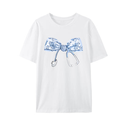 Nurse Coquette Toile Bow Shirt - Relaxed Fit, Full Size