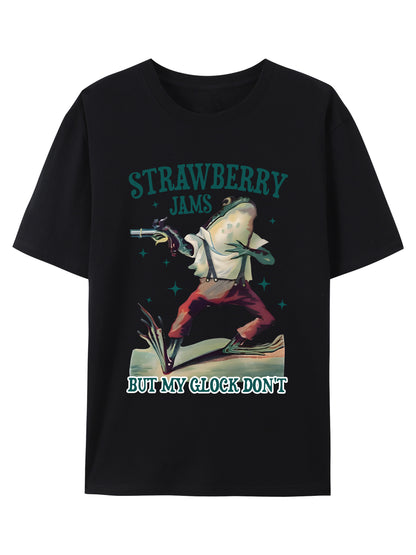 Strawberry Jams But My Glock Don't Vintage Graphic Shirt - Relaxed Fit, Full Size