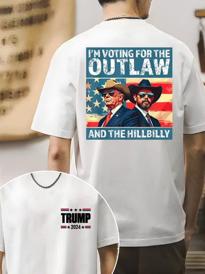 Trump I'm Voting For The Outlaw And Hillbilly American Flag Trum Vance Shirt - Relaxed Fit, Full Size