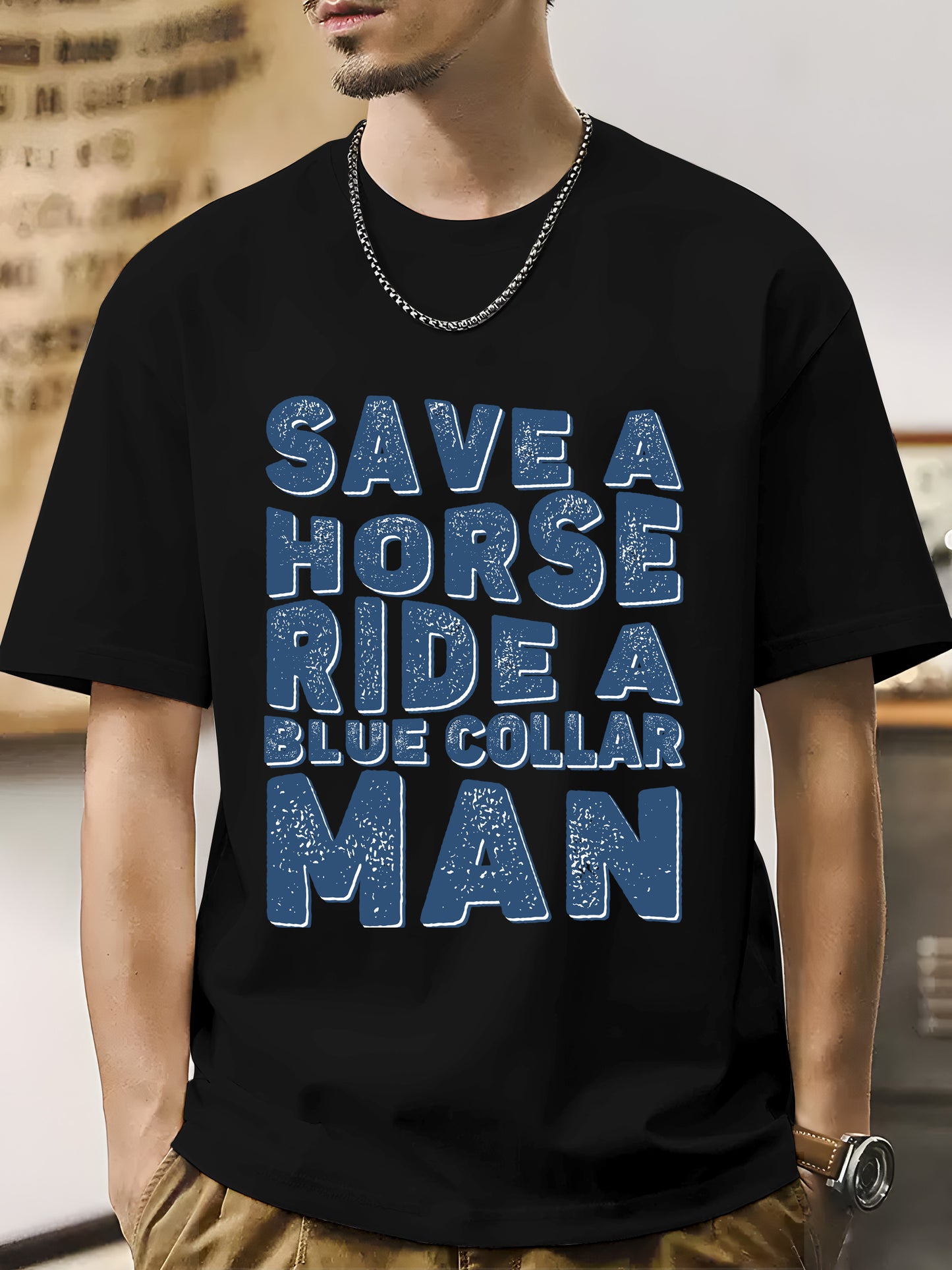 Save a Horse Ride a Blue Collar Shirt - Relaxed Fit, Full Size