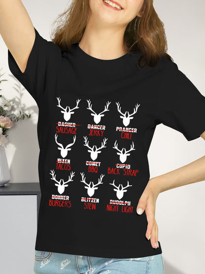 Funny Christmas Deer Hunters All Of Santa's Reindeer Design Shirt - Relaxed Fit, Full Size